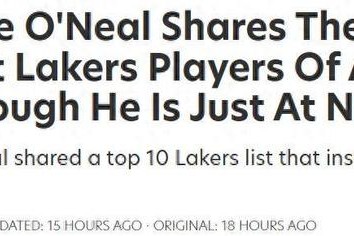 老詹压线入选！奥尼尔评湖人队史10大巨星：科比力压魔术师排第一